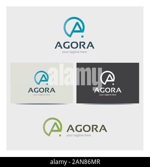 Lettera a icona, Logo per il business aziendale, scheda Mock up in diversi colori Illustrazione Vettoriale