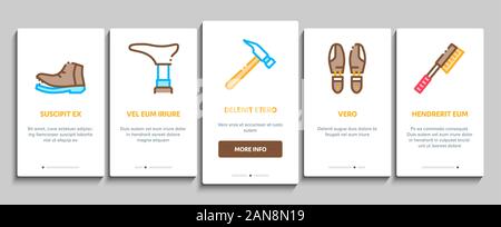 Calzatura attrezzature di riparazione di onboarding elementi set di icone vettore Illustrazione Vettoriale