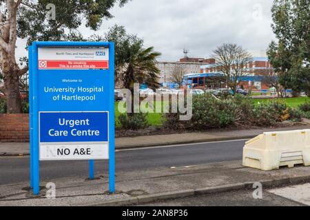 Ingresso all'Ospedale Universitario di Hartlepool,l'Inghilterra,UK Foto Stock