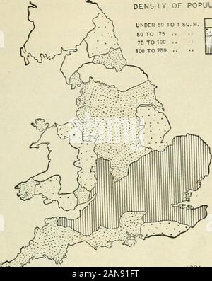 La nazione britannica una storia / da George MWrong . V-^ 1700densità di popolazione sotto i 50 A 1 SQ. M. 60 a 75 II 75 a 100 ..100 A 260 .1. Foto Stock