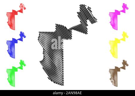 Al Rayyan (Stato del Qatar, comuni del Qatar) mappa illustrazione vettoriale, scribble schizzo Al Rayyan mappa Illustrazione Vettoriale