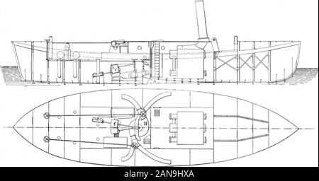 Scientific American Volume 78 Numero 03 (Gennaio 1898) . £ pollici e 14)£ pollici in diame-ter, con una corsa comune di 12 pollici. Il vapore viene fornita da una Thornycroft acqua caldaia tubo collocato nel vano aclosed in avanti del motore. La pres-certo alla caldaia è 140 libbre a pollice quadrato.L'acqua viene aspirata nella pompa per mezzo di un in-PRENDERE, A, formata da una rottura nella pelle placcatura, whichis formata nella forma di un convogliatore. La presa e lasciare che i passaggi sono brevi, essendo realizzati in modo che con una vista tocarrying come una piccola quantità di acqua possibile.Il go-ahead in uscita è situato appena al di sotto di Foto Stock