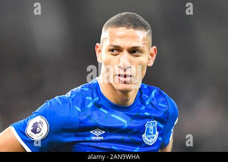 11 gennaio 2020, Goodison Park, Liverpool, in Inghilterra; Premier League, Everton v Brighton e Hove Albion : Richarlison (7) di Everton in azione Credit: Simon Whitehead/news immagini Foto Stock