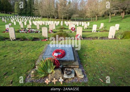 Aldershot Military cimitero con tombe del British Commonwealth e soldati e donne, Hampshire, Regno Unito. Le tombe di coloro che sono morti nella guerra delle Falkland Foto Stock