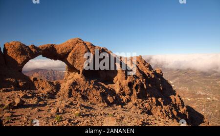 Gran Canaria, arco in pietra Ventana del Bentayga Foto Stock