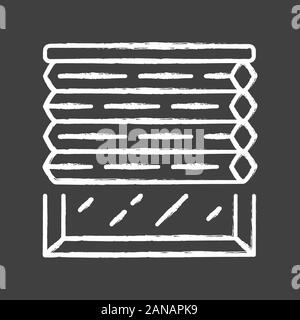Sfumature cellulare icona chalk. I ciechi della finestra. Oscuramento totale persiana motorizzate. Ufficio, cucina, camera da letto decorazione di interni. Soggiorno di design. Isolat Illustrazione Vettoriale