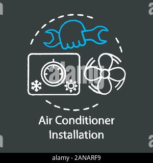 Climatizzatore da installazione di Chalk concetto icona. Home servizio per dispositivi elettronici idea. Il vettore isolato illustrazione della lavagna Illustrazione Vettoriale