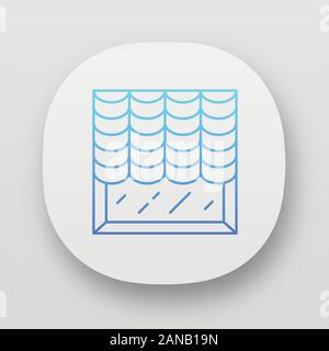 Sfumature austriaco icona app. Camera decorazione di oscuramento. Casa decor. Finestra tenda, persiane, trattamenti per la camera da letto. UI/UX interfaccia utente. Web o mobile Illustrazione Vettoriale
