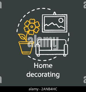 Decorazione della Casa chalk concetto icona. Home idea di servizio. Appartamento la riparazione. Interior designer. La ricostruzione della casa. Spazio domestico rinnovo. Vettore è Illustrazione Vettoriale