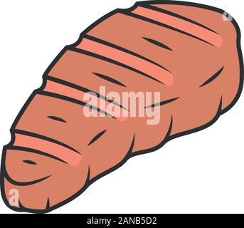 Bistecca di carne a colori con icone. Butcher Shop prodotto. Ristorante, cafe, grill bar, steakhouse menu. Carni di allevamento. Grigliate barbecue, cibo. La cucina a base di carne. Isolare Illustrazione Vettoriale