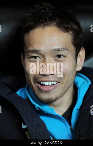 Milano, 06 febbraio 2011, 'G.ALLO STADIO MEAZZA SAN SIRO ' Stadium, il campionato di calcio Seria A 2010/2011, FC Inter - Roma: Yuto Nagatomo prima della partita Foto Stock