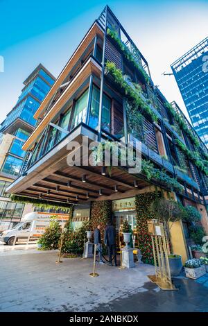 Manchester, Regno Unito - 29 Novembre 2019: al di fuori della vista di Edera Ristorante e Brasserie, Spinningfields Manchester Foto Stock