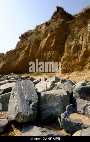 Sabbie Californiane alte scogliere e spiaggia, Norfolk, Inghilterra, Regno Unito Foto Stock