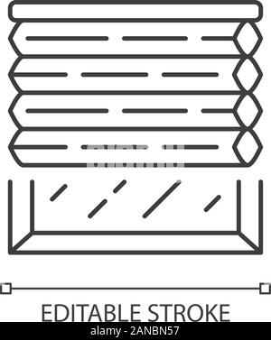 Sfumature cellulare icona lineare. I ciechi della finestra. Oscuramento totale persiana motorizzate. Camera da letto decorazione di interni. Linea sottile illustrazione. Simbolo di contorno. Ve Illustrazione Vettoriale