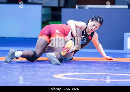 Roma, Italia. Xvi gen, 2020. feng zhou (Cina) durante il 1Â° Serie Classifica Torneo Internazionale - Day2, Wrestling in Roma, Italia, 16 gennaio 2020 Credit: Indipendente Agenzia fotografica/Alamy Live News Foto Stock