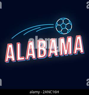 Alabama vintage vettore 3d caratteri. Retrò grassetto font, il carattere tipografico. La Pop art testo stilizzato. In stile vecchia scuola di luce al neon lettere. 90s, 80s poster, banner de Illustrazione Vettoriale