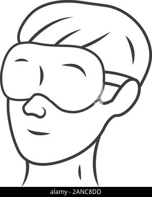 Sleeping eyemask icona lineare. La maschera per gli occhi, eyepatch, notte con gli occhi bendati. Sleeping accessorio per occhi di riposo e relax. Linea sottile illustrazione. Simbolo di contorno. Illustrazione Vettoriale