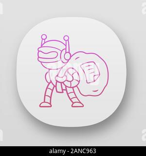 Il raschiatore bot icona app. Malware bad robot. Furto di contenuti. Web servizio di raschiatura. Intelligenza artificiale. UI/UX interfaccia utente. Web o mobile applic Illustrazione Vettoriale