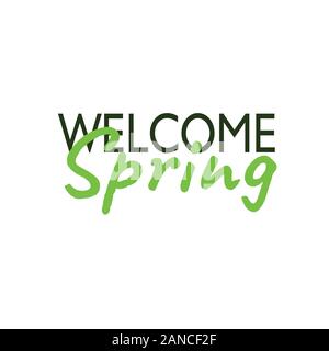 Welcome Spring iscrizione. Vettore scheda lettering Illustrazione Vettoriale