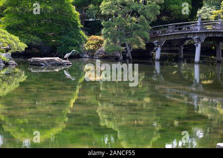 Gli elementi di design da giardino e i giardini del Palazzo Imperiale di Kyoto, Giappone Foto Stock