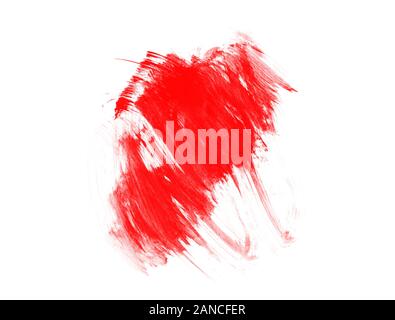 Bella pennello rosso per la verniciatura. Abstract red cospargere isolati su sfondo bianco Foto Stock