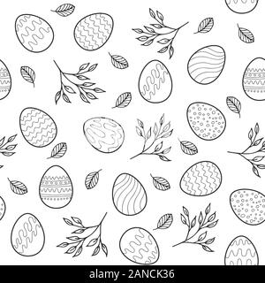 Vettore di Seamless pattern con le uova di Pasqua, rami Illustrazione Vettoriale