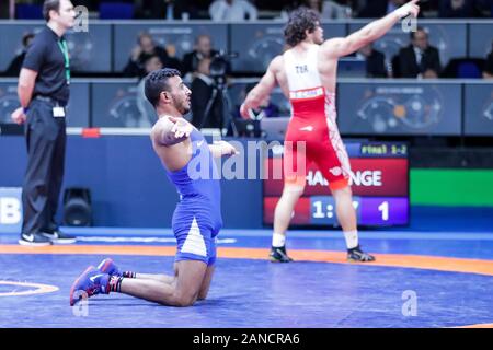 Roma, Italia, 16 gen 2020, Mohamed elsayed (Egitto) durante il 1° classifica della Serie Internazionale Torneo - Giorno 2 - Wrestling - Credito: LPS/Luigi Mariani/Alamy Live News Foto Stock