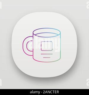 Recipiente di ceramica, personal cup icona app. UI/UX interfaccia utente. Web o applicazione mobile. Stoviglie, set da cucina elemento isolato del vettore illustrazione. Corp Illustrazione Vettoriale