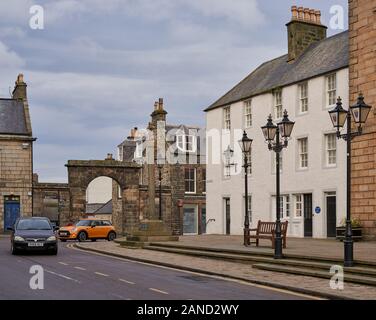 Il 16 gennaio 2020. Banff, Aberdeenshire, Scotland, Regno Unito. Questa è una scena di strada all'interno della cittadina di Banff. Foto Stock