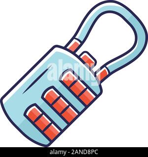 Combinazione, codice blocco pensile icona di colore. Bagaglio, bagaglio sicurezza e protezione elemento. Valigetta ventiquattrore codice numero lucchetto, locker. La sicurezza Illustrazione Vettoriale