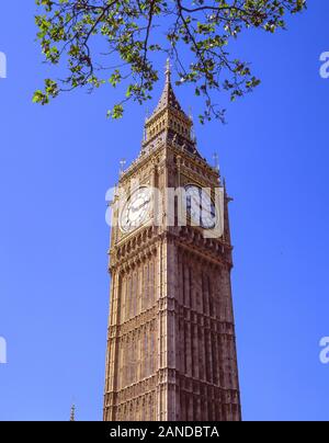 Big Ben (Elizabeth Tower) da Westminster Bridge, City of Westminster, Greater London, England, Regno Unito Foto Stock