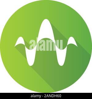 Abstract la sovrapposizione di forme d'onda verde design piatto lungo ombra glifo icona. Suono, audio, musica rhythm linee ondulate. Vibrazione, rumore a livello di ampiezza. Abstract Illustrazione Vettoriale