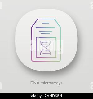 Microarray di DNA Icona app. DNA chip. Cromosoma microscopici punti raccolta. Il biochip. La ricerca del gene. Bioingegneria. UI/UX interfaccia utente. Web o mobil Illustrazione Vettoriale