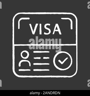 Start up visa chalk icona. Permesso di soggiorno temporaneo. Documento di viaggio. Documentazione turistica. L'immigrazione. Approvazione di viaggio. Gli imprenditori stranieri visa. È Illustrazione Vettoriale