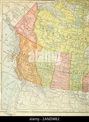 Nuova Geografia elementare : adatta per l'uso in scuole canadesi . Xrading Post, Baia di Hudson Company. - . Hi* no- los- iw n. Longitudine 100 West da 9i Greenw Foto Stock