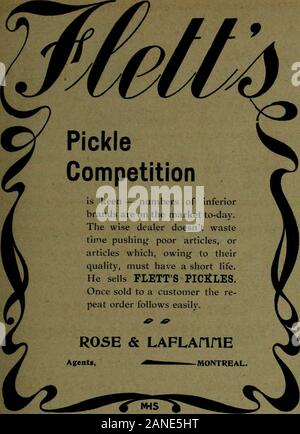 Canadian grocer luglio-dicembre 1903 . ^HIRESIMPROVED ?? Radice birra! Noleggi * Setna &. Co., Mostarde- Indian Guava Jelly, il curry in polvere. Martin & Freres marchi ben noti di mandorle sgusciate,come segue : Scoiattolo, Fox e Tiger. Radice birra il whoe giorno,e vi sentirete tutto il di destra. Magazzino con noleggi radice birra. Seethat yotir viaggiatori DI OLIO D'OLIVA TOSCANO - di avere sul loro prezzo di listino. Si paga un buon profitto. *F* migliori Insalata di crema in Gal. Tina. I@ Ordinare 3 doz. Ingaggia radice birra dal tuo grossista e ricevere il coltello da tasca libera. W. P- DOWNEY, AGENTE ESCLUSIVO PER IL CANADA. 26 San Pietro San, -prezzi sulla domanda- ? Foto Stock