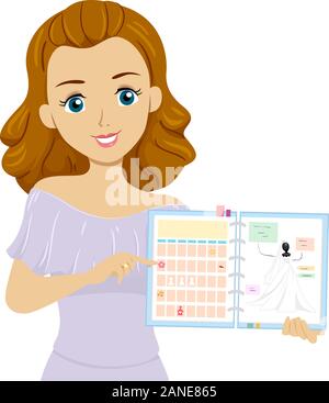 Illustrazione di una ragazza adolescente Azienda Wedding Planner Foto Stock