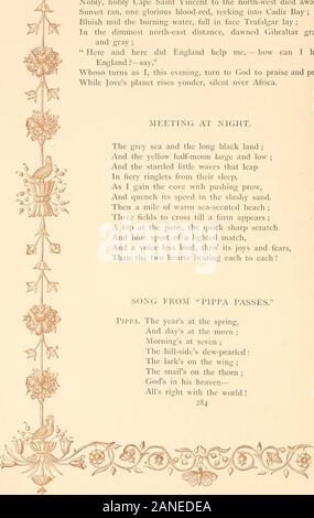 Due secoli di brano : o, testi, madrigali, sonetti e altri versi occasionali dei poeti inglesi degli ultimi duecento anni . HOME PENSIERI, dal mare. Nobilmente, nobilmente Cape Saint Vincent a nord-ovest di scomparsa ;Tramonto correva un glorioso sangue-rosso, reeking nella Baia di Cadice ;bluastri metà l'acqua ardente, in pieno viso Trafalgar lay ;In più oscure a nord-est di distanza, albeggiato Gibilterra grand e grigio ;qui e qui ha fatto Inghilterra help me - come posso aiutare Inghilterra ?-dire,chi gira come io questa sera il rivolgersi a Dio per lodare e pregare,mentre Joves pianeta sorge lassù, silenziosa oltre l'Africa. Soddisfare Foto Stock