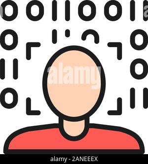 Faccia biometrici verifica colore scansione icona linea. Illustrazione Vettoriale