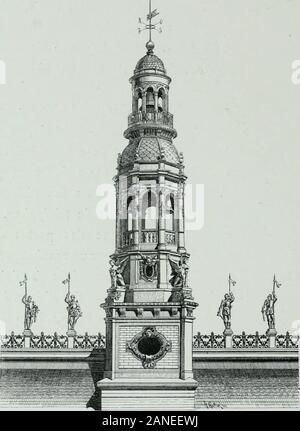 Le Nouvel Hôtel de Ville de Paris, 1872-1900 . : Jean Goujon, Legrand sculpteur de la Renaissance, (par M. A.-J. Allar); Guil laume-Budé, prévôt des Marchands au xvi siècle, (par M. TonyNoël); Pierre de Montreuil, larchitecte de la Sainte-Chapelle,(par M. Marqueste) ; Achille de Harlay, premier président duParlement de Paris au xvi siècle, (par M. Thabard); Jean Bullant,larchitecte des Tuileries, dEcouen, et de lHôtel de Soissons, (parM. A-J. Allar); dans le pavillon de droite, Pierre de lEstoile, lechroniqueur parisien du xvi siècle, (par M. Thabard); EtienneBoyleau, lauteur du " Livre des Mê Foto Stock