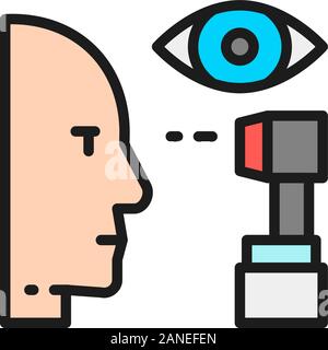Verifica dell'occhio, occhio scansione colore icona linea. Illustrazione Vettoriale