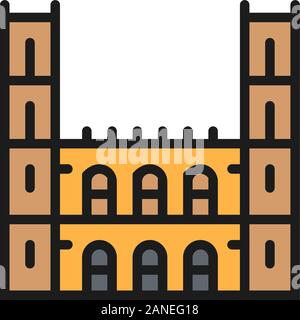 La Basilica di Notre Dame, Montreal piatta linea colore icona. Illustrazione Vettoriale