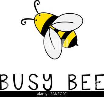 Busy Bee logo design, smart lavoratore logo ispirazione Illustrazione Vettoriale