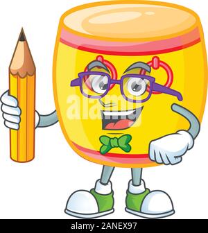 Una foto di studenti cinesi tamburo oro carattere matita di contenimento Illustrazione Vettoriale