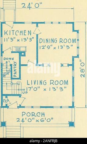 La centrale di prenotazione di case . Dimensione 24 0 x28 0 Design 12592-B 6 Konnis e Rath. Le famiglie non hanno goduto della piena libertà a cui hanno diritto all finché essi risiedono nel comfort, libertà e fullindependence si trova solo nelle case dei loro propri. Il suddetto welldesigned semi-bungalow porta pensieri gravi per l'uomo whohas trascurato di fornire la sua famiglia con il suo diritto di primogenitura. Dimensioni Larghezza altri tutti 28 ft. 6 a. Profondità altri tutti...45 ft. Altezza del soffitto, 1stfloor 9 ft. Altezza del soffitto. 2ndfloor S ft. Altezza della base-ment 7 ft. Queste case sono moderne e prac- tical e hanno dimostrato in modo m effettiva percepirà- Foto Stock