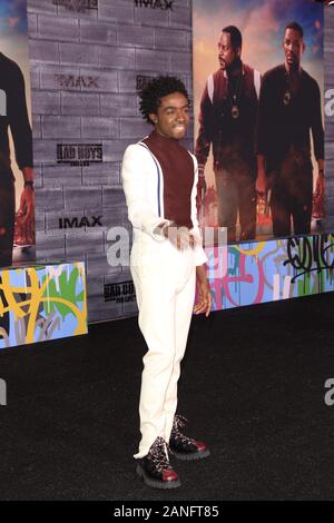 Gennaio 14, 2020, Los Angeles, CA, Stati Uniti d'America: LOS ANGELES - Jan 14: Caleb McLaughlin di ''Bad Boys per la Vita " Premiere al cinese TCL teatro IMAX on gennaio 14, 2020 a Los Angeles, CA (credito Immagine: © Kay Blake/ZUMA filo) Foto Stock