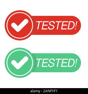 Testato il timbro. Segno. Guarnizione di tenuta testata segno verde e rosso e illustrazione vettoriale EPS 10 Illustrazione Vettoriale