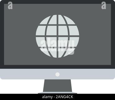 PC con connessione Internet. Una rappresentazione metaforica di un computer con un piatto largo-schermo collegato a internet, isolato su sfondo bianco Illustrazione Vettoriale