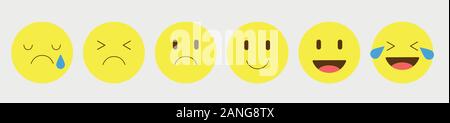 Facce di emoticon gesti icone bundle illustrazione vettoriale design. Set di emoticon. Set di caratteri Emoji. Isolato illustrazione vettoriale su sfondo bianco Illustrazione Vettoriale