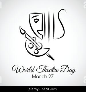 27 marzo. Teatro del mondo di giorno della scheda Messaggi di saluto Illustrazione Vettoriale